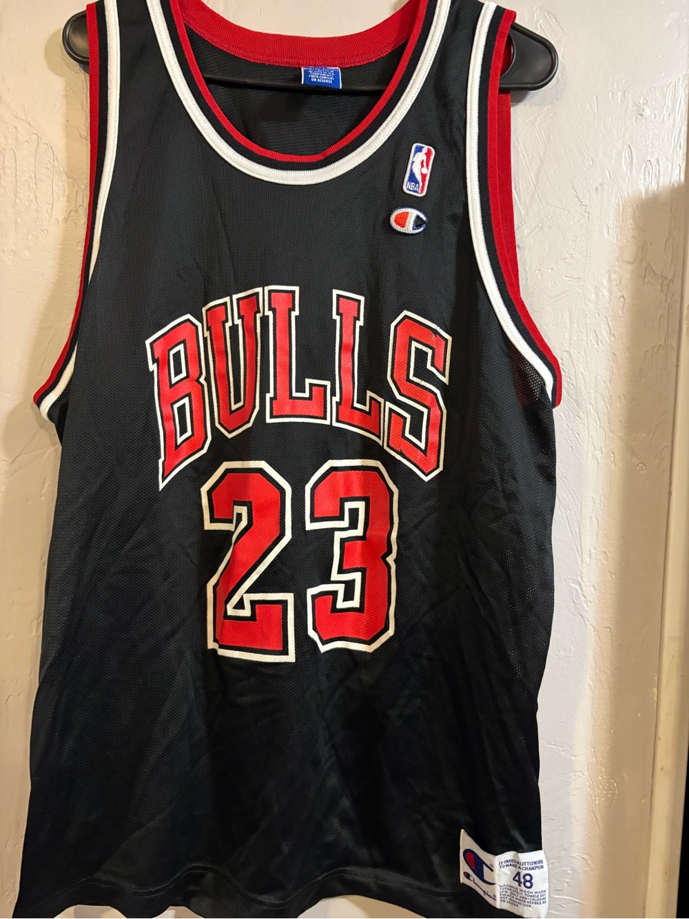 Champion Bulls #23 Black Basketball Jersey with Red Trim